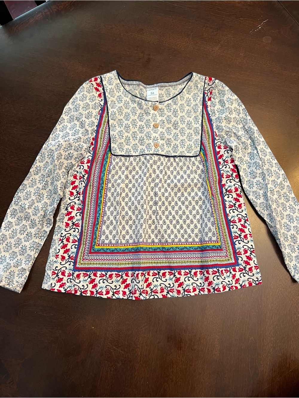 Carter's Multicolor Floral & Paisley Long-Sleeve Top with Bib Panel